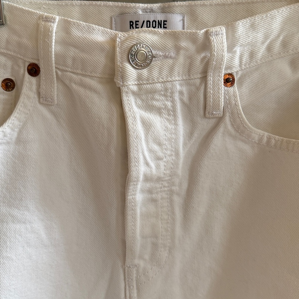 Re/Done White Cropped Denim Jeans